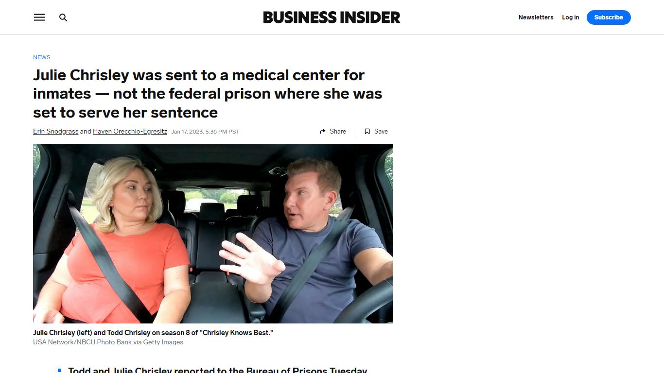 Julie Chrisley Sent to Inmate Medical Center Instead of ... - Insider